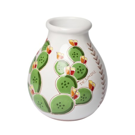 Sicilian handmade Vase Prickly Pear Folk VS539FC De Simone Pottery Sicilian handmade Vase Prickly Pear Folk VS539FC De Simone Pottery